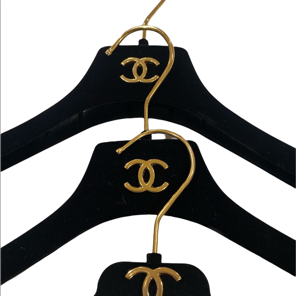New Three Authentic velvet Chanel’s hanger with gold logo n hook